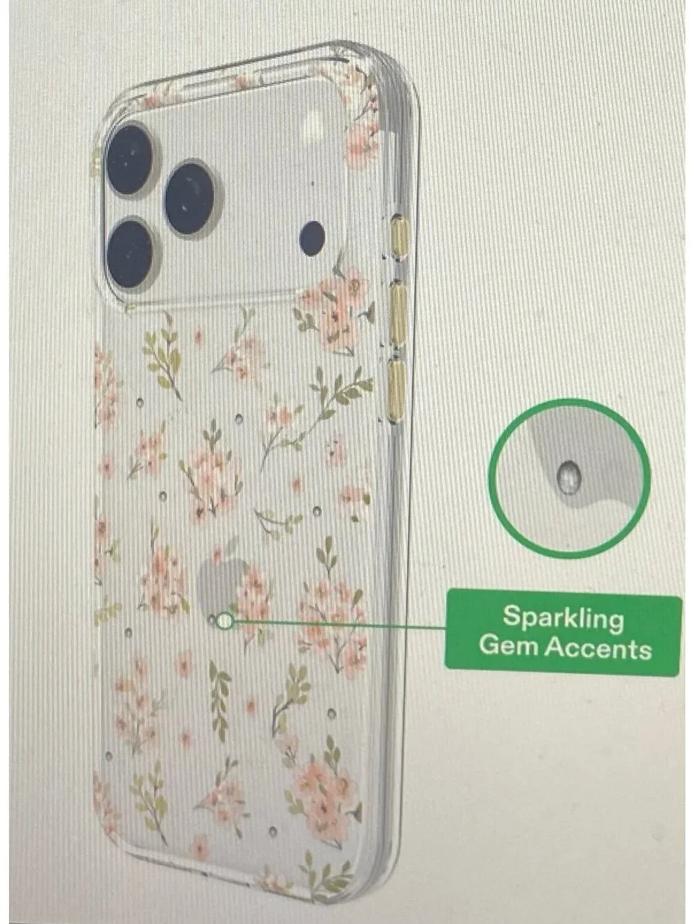 Onn Case for iPhone 17 Pro Max Pink Floral with Gems